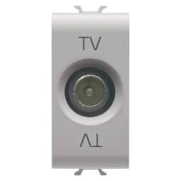 Priza, TV, coaxiala, Gewiss, Chorus, cu, ecranare, clasa, A, conector, tata, IEC, 95, mm, directa, cu, trecere, de, curent, 1, modul, bej, satinat, natural, GW13361