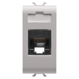 Priza, RJ45, Gewiss, Chorus, categoria, 6, UTP, 1, modul, bej, satinat, natural, GW13423