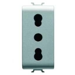 Priza, standard, Gewiss, Chorus, italiana, 250V, c.a., 2P+E, 16A, cu, amperaj, dublu, P11-P17, 1, modul, titan, GW14203