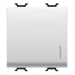 Intrerupator, simplu, 1P, 250V, c.a., 16AX, iluminabil, cu, difuzor, 2, module, alb, satinat, Gewiss, Chorus, GW15032