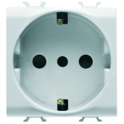Priza, standard, Gewiss, Chorus, italiana/germana, 250V, c.a., 2P+E, 16A, P30, 2, module, alb, satinat, GW15205