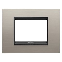 Placa, Lux, Gewiss, Chorus, in, metal, 3, module, aluminiu, periat, lay, cadru, interior, negru, mat, GW16203WS
