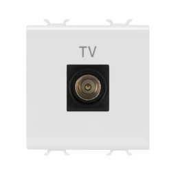 Priza, TV, coaxiala, Gewiss, Chorus, cu, ecranare, clasa, A, conector, tata, IEC, 95, mm, directa, 2, module, alb, lucios, GW10367