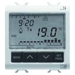 Programator, zilnic/saptamanal, Gewiss, Chorus, termostat, temporizat, 230V, c.a., 50/60Hz, 2, module, alb, lucios, GW10703
