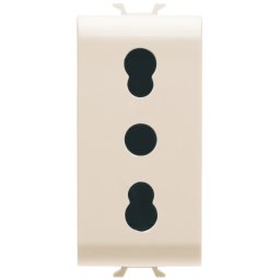 Priza, standard, Gewiss, Chorus, italiana, 250V, c.a., 2P+E, 16A, cu, amperaj, dublu, P11-P17, 1, modul, fildes, GW11203