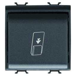 Intrerupator, card, 1P, NA, 16AX, LED, 2, module, negru, satinat, Gewiss, Chorus, GW12039
