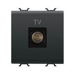 Priza, TV, coaxiala, Gewiss, Chorus, cu, ecranare, clasa, A, conector, tata, IEC, 95, mm, directa, 2, module, negru, satinat, GW12367