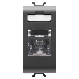 Priza, telefonica, standard, internationala, Gewiss, Chorus, RJ11, borne, cu, insurubare, 1, modul, negru, satinat, GW12401