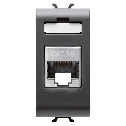 Priza, RJ45, Gewiss, Chorus, categoria, 5e, FTP, 1, modul, satinat, negru, GW12422