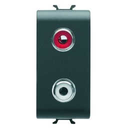 Priza, audio, si, video, Gewiss, Chorus, RCA, dublu, 1, modul, negru, satinat, GW12453