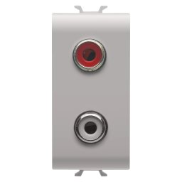 Priza, audio, si, video, Gewiss, Chorus, RCA, dublu, 1, modul, bej, satinat, natural, GW13453