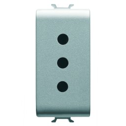 Priza, standard, Gewiss, Chorus, italiana, 250V, c.a., 2P+E, 10A, P11, 1, modul, titan, GW14201