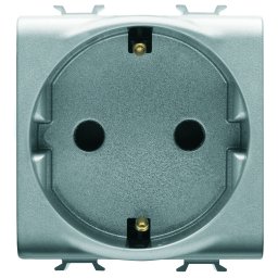 Priza, standard, Gewiss, Chorus, germana, 250V, c.a., 2P+E, 16A, 2, module, titan, GW14241