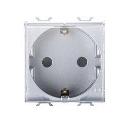 Priza, standard, Gewiss, Chorus, germana, 250V, c.a., 2P+E, 16A, 2, module, cu, capac, titan, GW14242