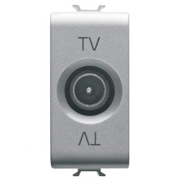 Priza, TV, coaxiala, Gewiss, Chorus, cu, ecranare, clasa, A, conector, tata, IEC, 95, mm, directa, cu, trecere, de, curent, 1, modul, titan, GW14361