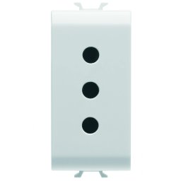 Priza, standard, Gewiss, Chorus, italiana, 250V, c.a., 2P+E, 10A, P11, 1, modul, alb, satinat, GW15201