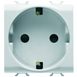 Priza, standard, Gewiss, Chorus, germana, 250V, c.a., 2P+E, 16A, 2, module, alb, satinat, GW15241