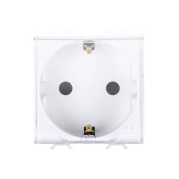 Priza, standard, Gewiss, Chorus, germana, 250V, c.a., 2P+E, 16A, 2, module, cu, capac, alb, satinat, GW15242