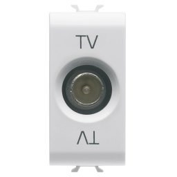 Priza, TV, coaxiala, Gewiss, Chorus, cu, ecranare, clasa, A, conector, tata, IEC, 95, mm, directa, cu, trecere, de, curent, 1, modul, alb, satinat, GW15361