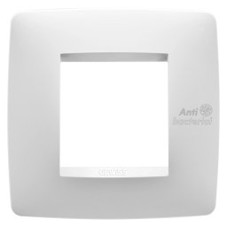Placa, internationala, One, Gewiss, Chorus, tehnopolimer, 2, module, alb, antibacterian, GW16122AB