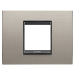 Placa, Lux, Gewiss, Chorus, in, metal, 2, module, aluminiu, periat, lay, cadru, interior, negru, mat, GW16202WS