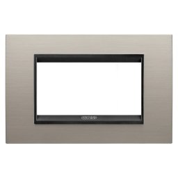 Placa, Lux, Gewiss, Chorus, in, metal, 4, module, aluminiu, periat, lay, cadru, interior, negru, mat, GW16204WS