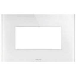 Placa ICE, in glass, 4 module, alb, Gewiss Chorus, GW16904CB