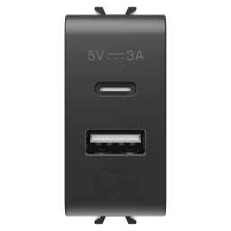 Incarcator, Usb, Tip, A+C, 3A, Negru, Satinat, 1, Modul, Gewiss Chorus GW12449