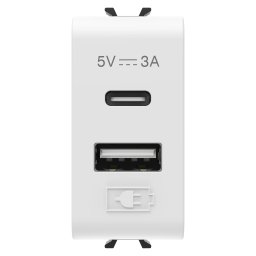 Incarcator, Usb, Tip, A+C, 3A, Alb, Satinat, 1, Modul, Gewiss Chorus GW15449