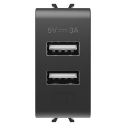 Incarcator, Usb, Tip, A+A, 3A, Negru, Satinat, 1, Modul, Gewiss Chorus GW12447