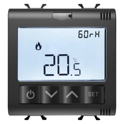 Termostat, Conectat, Cu, Masurare, Umiditate, Zigbee, 2, Module, Negru, Satinat, Gewiss Chorus GW12709