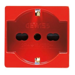 Priza, Standard, Italiana/Germana, 250V, C.A., Pentru, Linii, Dedicate, 2P+E, 16A, Cu, Amperaj, Dublu, P40, 2, Module, Rosu, Sistem, Gewiss, System, GW20296