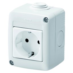 Carcasa, Protejata, Complet, Cu, Dispozitive, De, Sistem, Cu, Priza, 2P+E, 16, A, Standard, German, IP40, Gri, Ral, 7035, Gewiss, System, GW27814