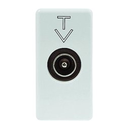 Priza, Coaxiala, Ecranare, Tv, Clasa, A, Conector, Tata, Iec, 9.5, Mm, Curent, Continuu, Cu, Trecere, De, Curent, 1, Modul, Sistem, Alb, Gewiss, System, GW20381