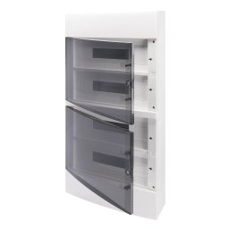 Tablou de Distributie Montaj Aparent cu Usa Transparenta Fumurie - Pre-Aranjat pentru Blocul de Borne - (18X4) 72 Module IP40 Gewiss GW40053