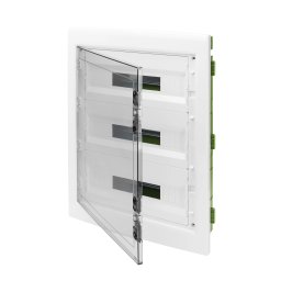 Tablou De Distributie - Perete Verde - Pentru Pereti Mobili Si Din Gips-Carton - Cu Panou Cu Usa Fumurie Si Cadru Extractibil - 54 (18X3) Module IP40 Gewiss GW40610PM