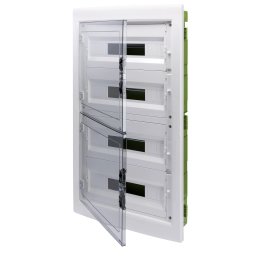 Tablou De Distributie - Perete Verde - Pentru Pereti Mobili Si Din GIPs-Carton - Cu Panou Cu Usa Fumurie Si Cadru Extractibil - 72 (18X4) Module IP40 Gewiss GW40611PM