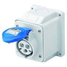 Priza cu Montaj Aparent In Unghi De 10° IP44 2P+E 16A 200-250V 50/60Hz Albastru 6H Cablaj Cu Surub Gewiss GW62404