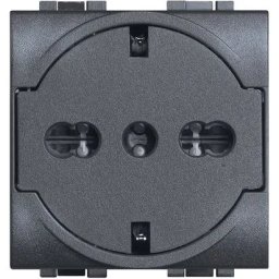 Priza Schuko plata, Antracit, standard Italian/German, 2P+E 16 A 250 Va.c. - Bticino Living Light - L4140/16F