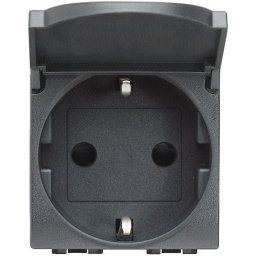 Priza Schuko cu capac, standard German, Antracit, 2P+T 16A 250 Vac - Bticino Living Light - L4141PW