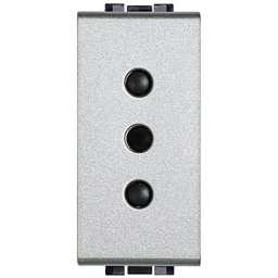 Priza Standard Italian, Aluminiu, 2P+T 10A 250 Vac 1 modul - Bticino Living Light - NT4113