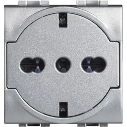 Priza Schuko plata, Aluminiu, standard Italian/German, 2P+E 16 A 250 Va.c. - Bticino Living Light - NT4140/16F