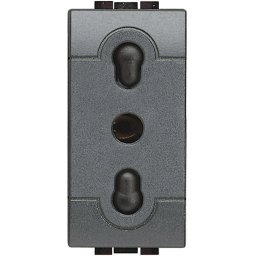 Priza standard Italian, Antracit, 2P+T 10/16A 250 Vac - Bticino Living Light - L4180-EU