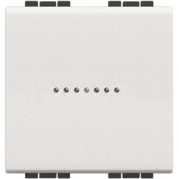Intrerupator cap scara, axial, Alb, 2 module, 10A, 250 Vac, cu borne automate - Bticino Living Light - N4053M2AN