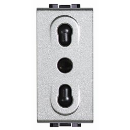 Priza standard Italian, Aluminiu, 2P+T 10/16A 250 Vac - Bticino Living Light - NT4180-EU
