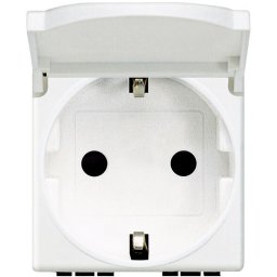 Priza Schuko cu capac, standard German, Alba, 2P+T 16A 250 Vac - Bticino Living Light - N4141PW