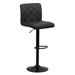 Scaun bar, înălțime reglabilă, rotativ, suport picioare, piele sintetică, negru, ABS 147