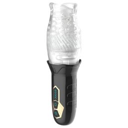 Leopard Bellucci 360 - masturbator rotativ-vibrator (transparent-negru)