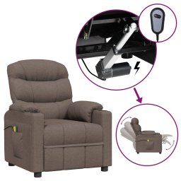Fotoliu de masaj electric rabatabil, gri taupe, textil GartenMobel Dekor