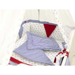 Lenjerie pentru patut MyKids Ocean, 9 piese, 120x60 cm, bumbac